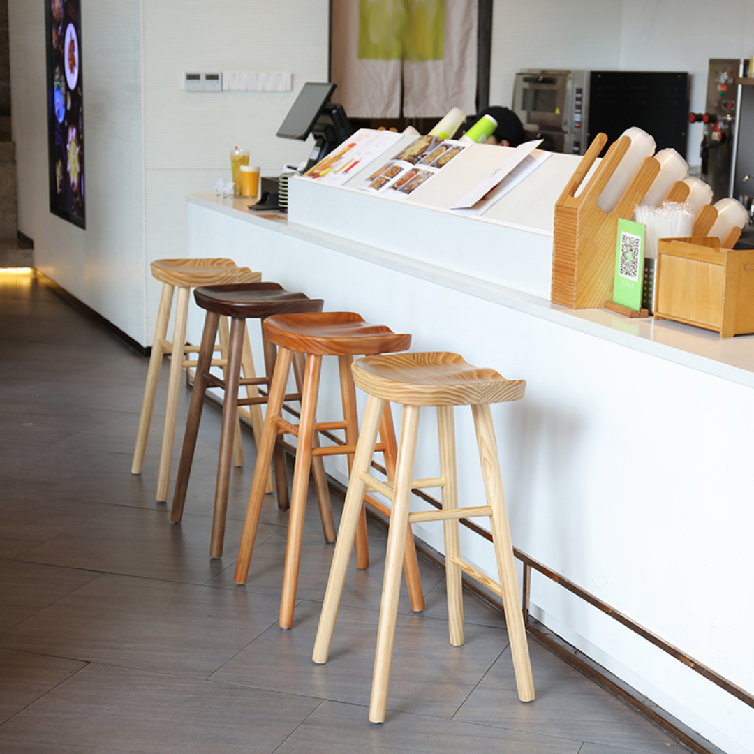 Thelma Pine Wood Bar Stools