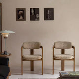 Holmen Dining Chair, Beige with Brown Frame